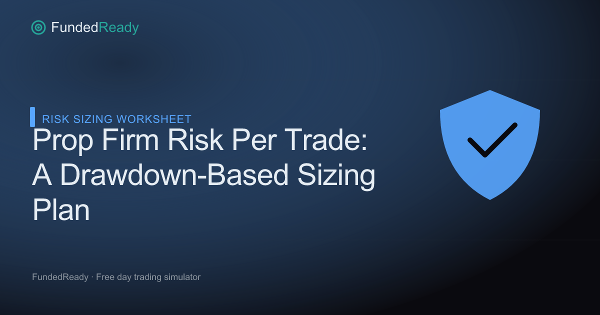 Prop firm risk per trade worksheet showing a protected drawdown buffer